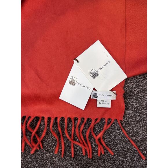 Colombo Cashmere Scarf Shawl Fur Flower Detail Burnt Orange - Picture 3 of 7